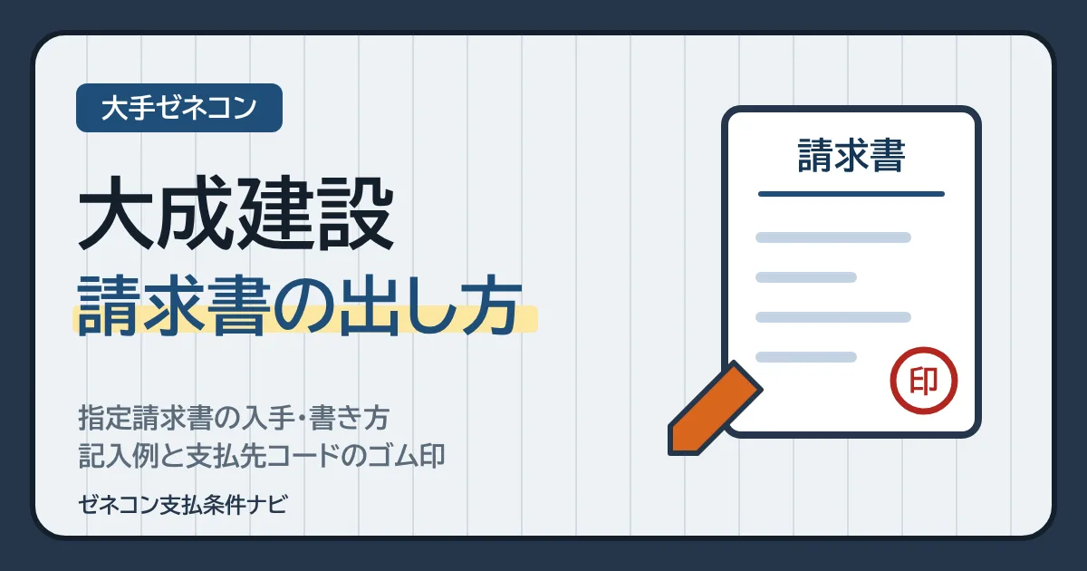 大成建設の請求書の出し方｜指定請求書の入手・書き方・記入例と支払先コードのゴム印