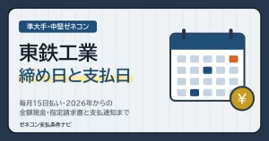 東鉄工業の締め日と支払日｜毎月15日払い・2026年からの全額現金・指定請求書と支払通知まで